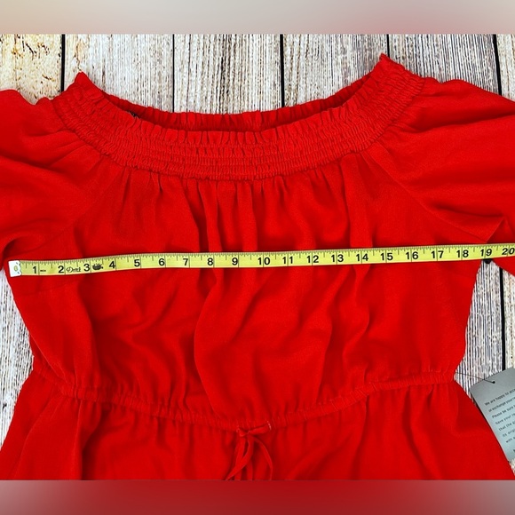 Vince Camuto Off The Shoulder Dress Size‎ 16W Ruffle Hem Half Sleeve Orange - Picture 6 of 10